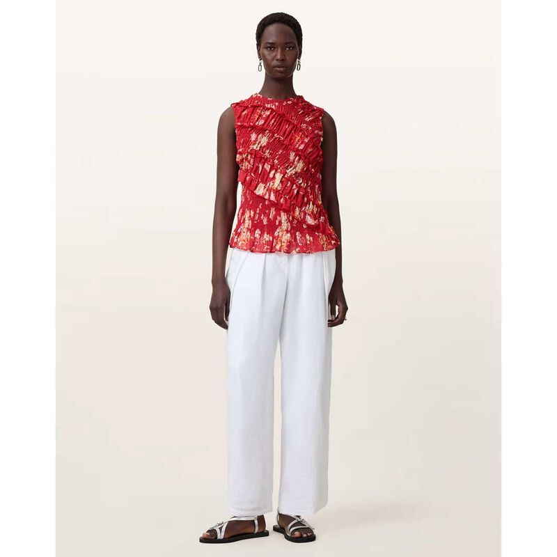 AllSaints Nysa Floral Print Ruffled Tank Top image number 3